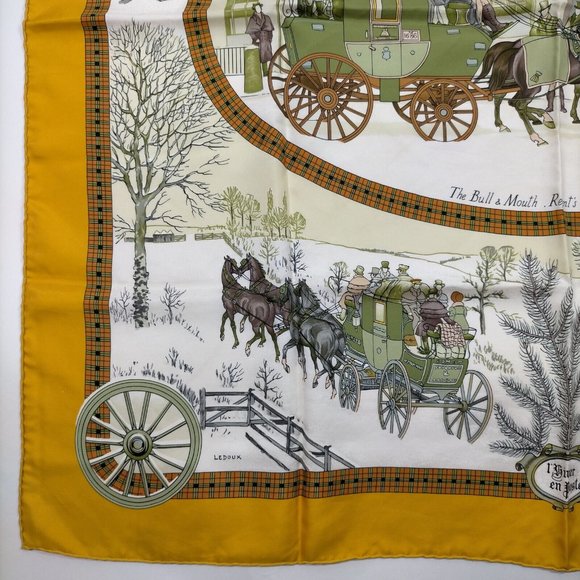 Hermes scarf Carre 90 Yellows Silk100% Authentic Ledoux - Picture 5 of 10
